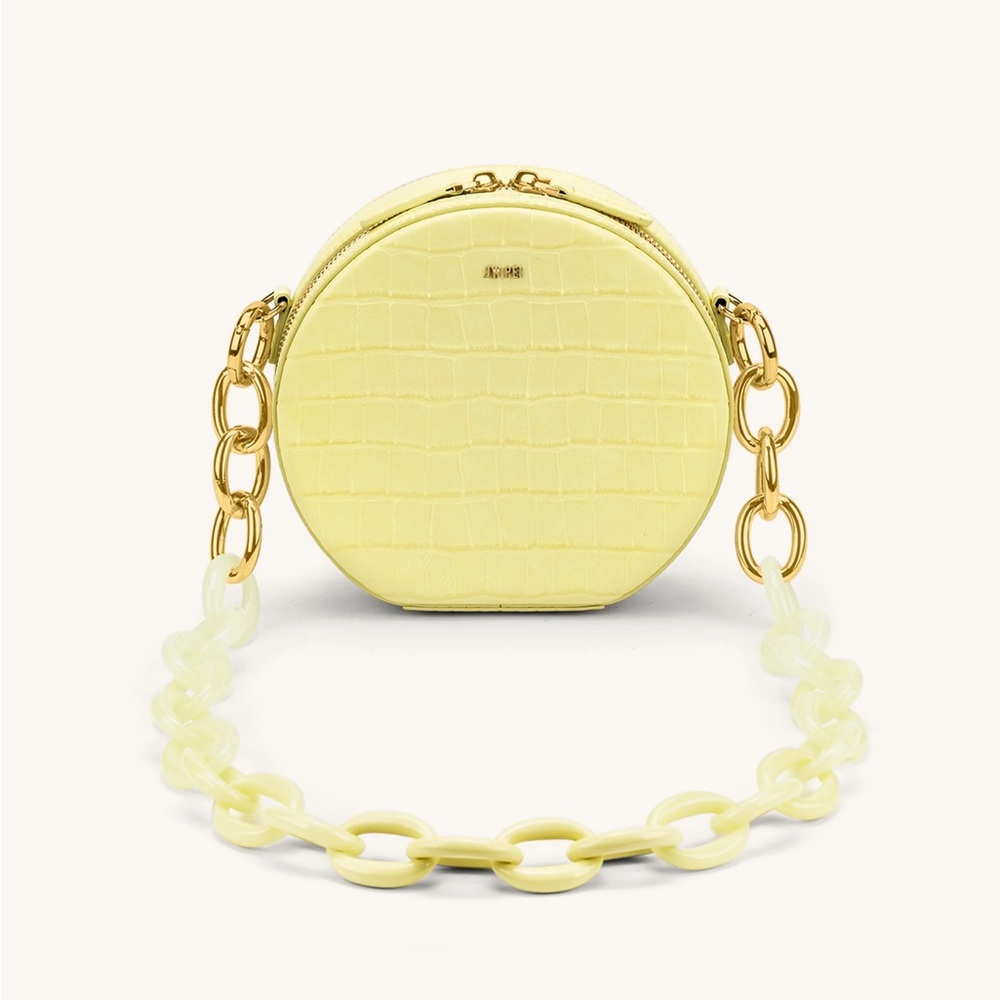 JW PEI “Luna Gradient Acrylic Chain Circle Shoulder Bag” in Light Yellow